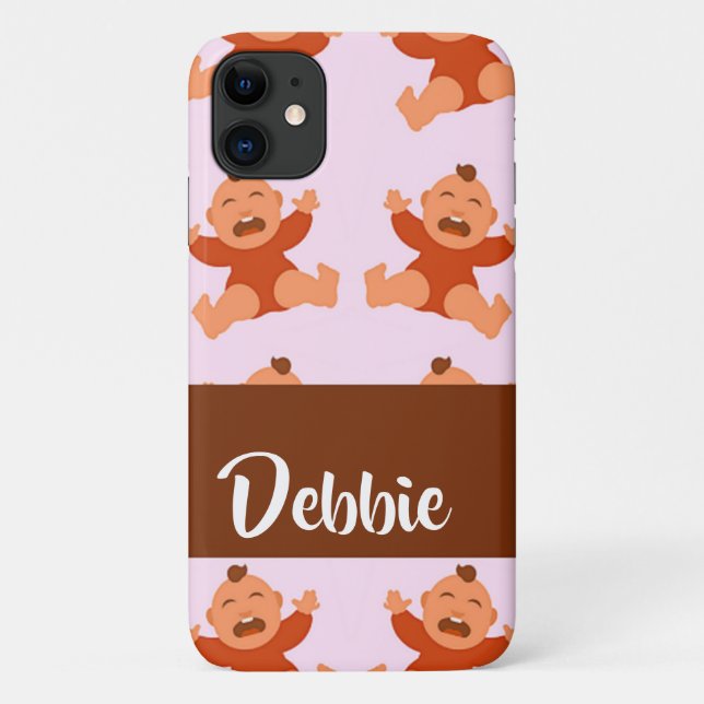 Custom name crying babies on pink Case-Mate iPhone case (Back)