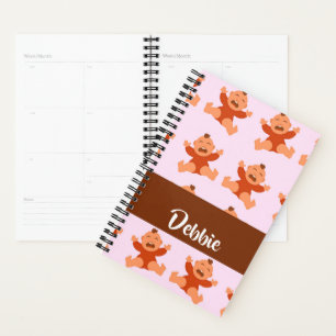 Custom name crying babies on pink planner