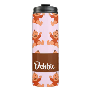 Custom name crying babies on pink thermal tumbler