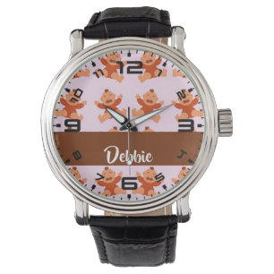 Custom name crying babies on pink watch