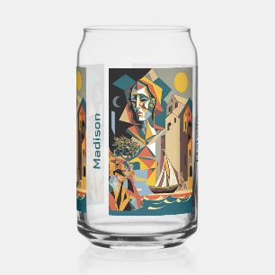 Custom Name Cubist Malaga Can Glass