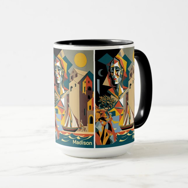 Custom Name Cubist Malaga Mug (Front Right)