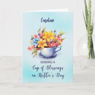Custom Name Cup of Blessings Mothers Day Religious Card