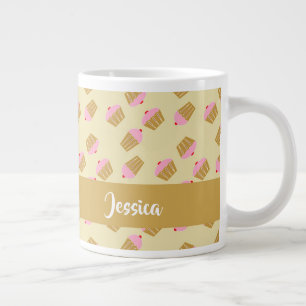 Custom name cupcakes pattern large coffee mug