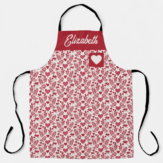 Custom Name Cupids & Hearts Apron (Front)