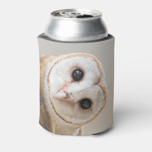 Custom Name Cute Barn Owl Can Cooler (Can Back)