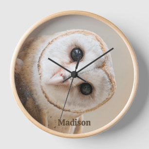 Custom Name Cute Barn Owl Clock