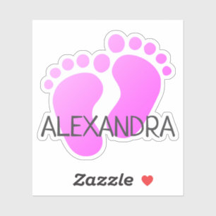 Custom Name Cute Bright Pink Baby Feet Toes Kids