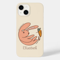 Custom Name Cute Bunny and Carrot Animal Art