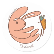 Custom Name Cute Bunny and Carrot Animal Art