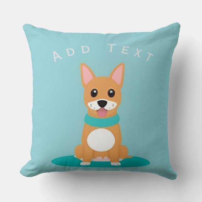 Custom Name Cute Cartoon Dog Personalised Gift Cushion (Front)