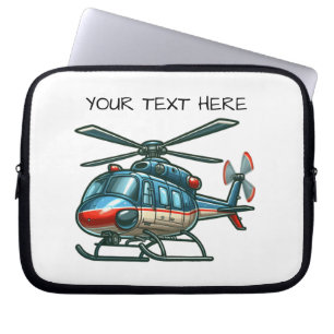 Custom Name Cute Cartoon Helicopter Laptop Sleeve