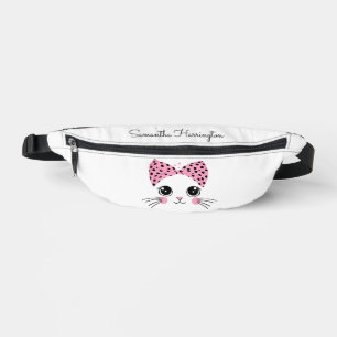 Custom Name Cute Cat Face Bum Bags