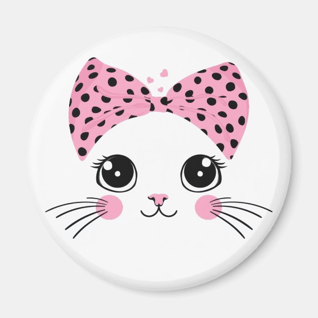 Custom Name Cute Cat Face Magnet (Front)