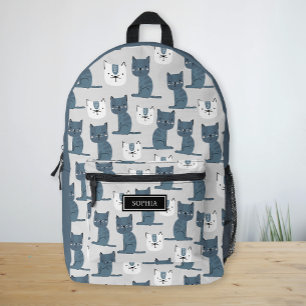 Custom Name Cute Cats Pattern Nordic Kids Printed Backpack
