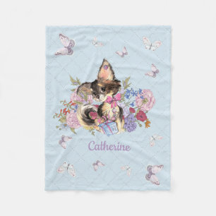 Custom name Cute Chihuahua Puppy Fleece Blanket