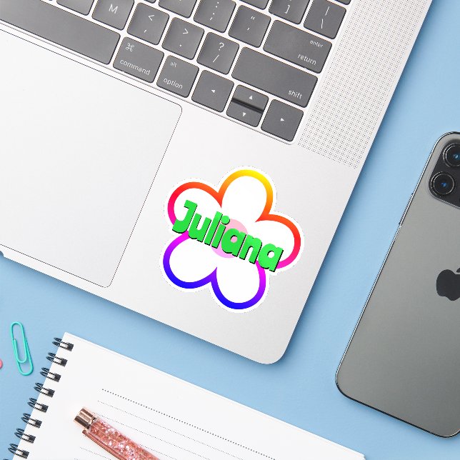 Custom Name Cute Daisy Flower Outline Cool Bright (Laptop w/ iPhone)