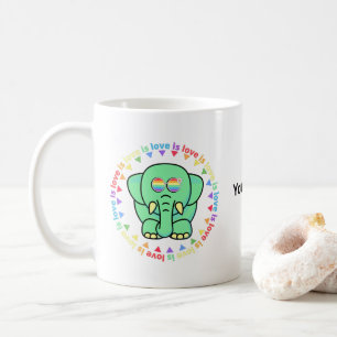 Custom Name Cute Elephant LGBTQ Pride Coffee Mug