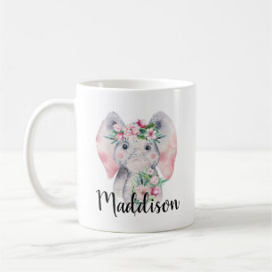 Custom Name Cute Elephant Mug Mum Nurse Teacher