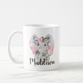 Custom Name Cute Elephant Mug Mum Nurse Teacher