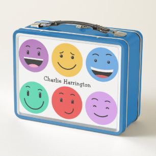 Custom Name Cute Emoticons Metal Lunch Box