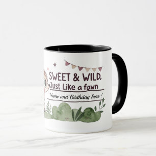 Custom Name Cute Fawn Girls Birthday Gift Mug