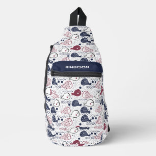 Custom Name Cute Fish Pattern Sling Bag