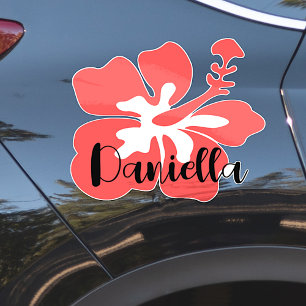 Custom Name Cute Hawaiian Flower Outline Cool