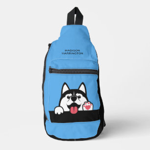 Custom Name Cute Husky Sling Bag