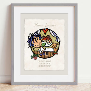 Custom Name! Cute Italian Cook Spaghetti Puppy Art Poster