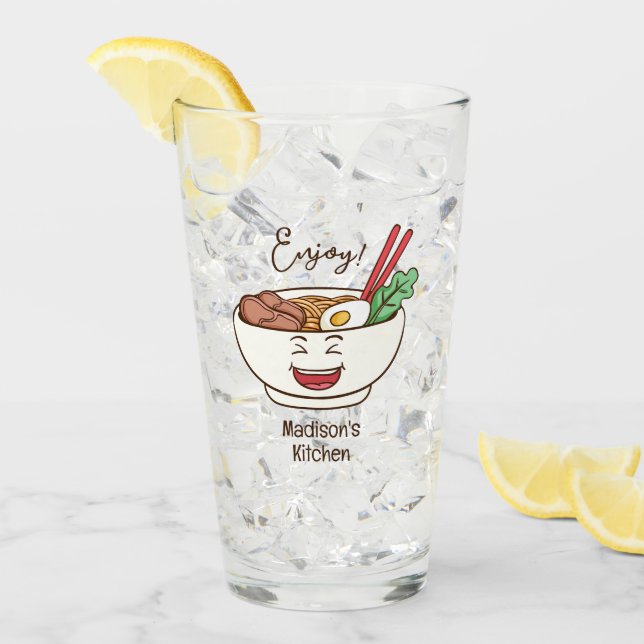 Custom Name Cute Kawaii Noodles Glass (Front Ice)