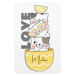 Custom Name Cute Kittens Magnet
