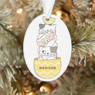 Custom Name Cute Kittens Ornament