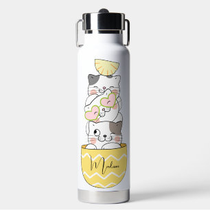 Custom Name Cute Kittens Water Bottle