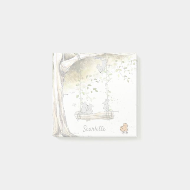 Custom Name Cute Mice School Post-it Notes (Front)