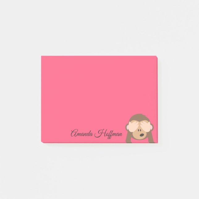 Custom Name | Cute Monkey Emoji Post-it Notes (Front)