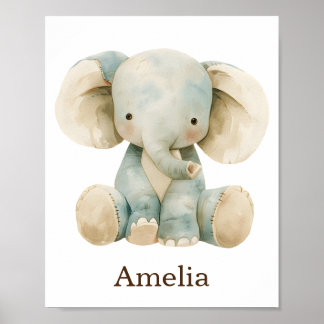 Custom Name Cute Nursery Decor Toy Animal Elephant