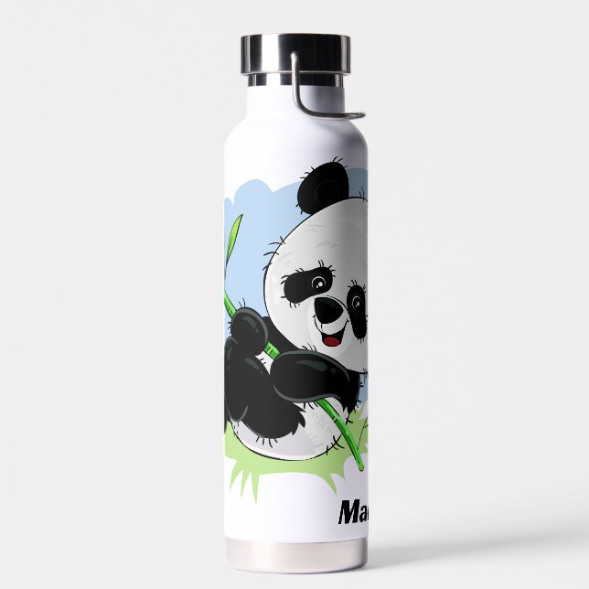 Custom Name Cute Panda Water Bottle (Left)