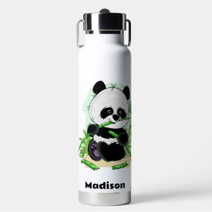 Custom Name Cute Pandas Water Bottle