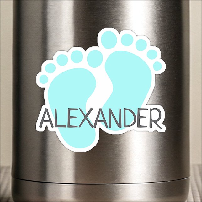 Custom Name Cute Pastel Blue Baby Feet Toes Kids  (Creator Uploaded)
