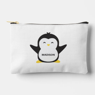 Custom name cute penguin accessory pouch