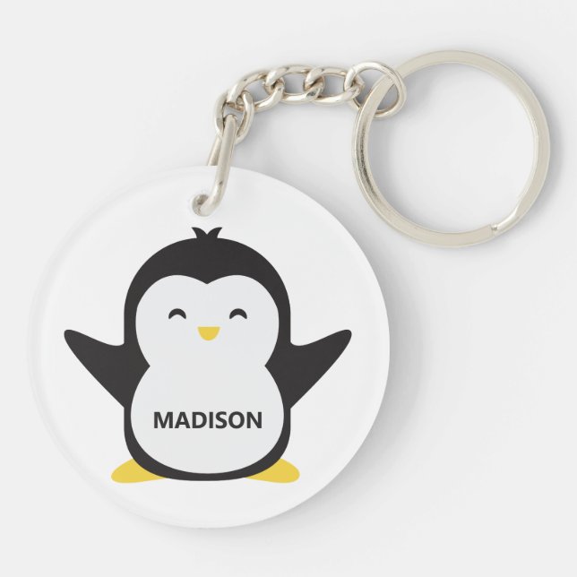 Custom name cute penguin key ring (Back)