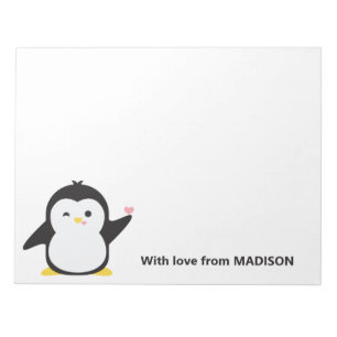 Custom name cute penguin notepad