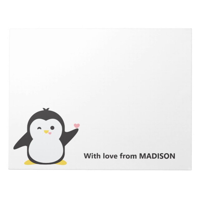 Custom name cute penguin notepad (Front)