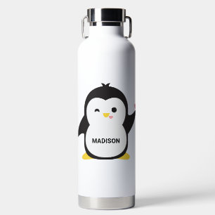 Custom Name Cute Penguin Water Bottle