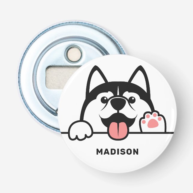 Custom Name Cute Siberian Husky Bottle Opener (Front)