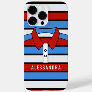 Custom name cute Stripe Polo Shirt illustration Case-Mate iPhone 14 Pro Max Case