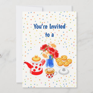 Custom Name Cute Tea Party Birthday Invitation