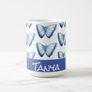 Custom Name Cute Trendy Beautiful Butterfly Coffee Mug