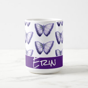 Custom Name Cute Trendy Beautiful Butterfly Coffee Mug
